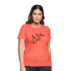 Monarch Butterflies Women's V-neck tee shirt - heather coral