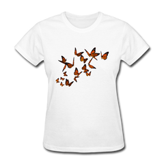 Monarch Butterflies Women's V-neck tee shirt - white