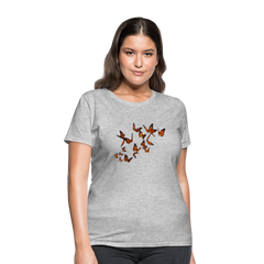 Monarch Butterflies Women's V-neck tee shirt - heather gray
