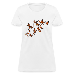 Monarch Butterflies Women's V-neck tee shirt - white