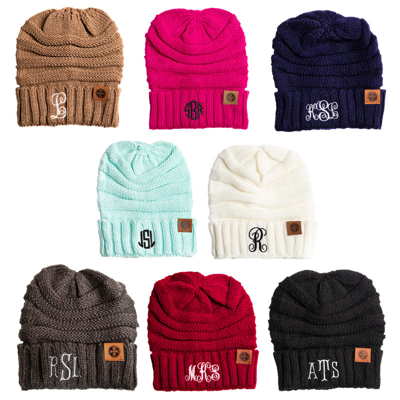 Monogrammed Personalized Adult Beanies - [Awesome_Decals]