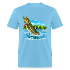Muskie Fishing Lake tee shirt - aquatic blue