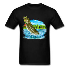 Muskie Fishing Lake tee shirt - black