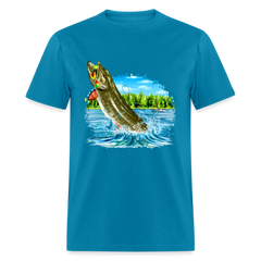 Muskie Fishing Lake tee shirt - turquoise