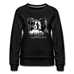 Papillon Mom Dog Lady Women's Premium Slim Fit Sweatshirt - black