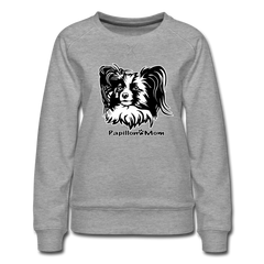 Papillon Mom Dog Lady Women's Premium Slim Fit Sweatshirt - heather grey