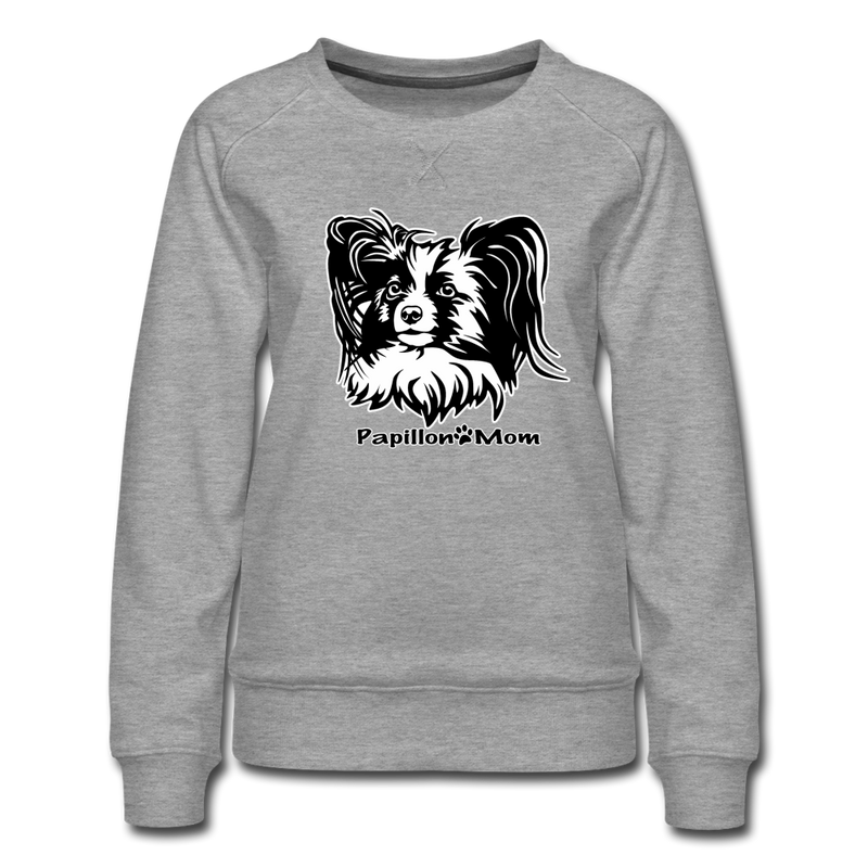 Papillon Mom Dog Lady Women's Premium Slim Fit Sweatshirt - heather grey