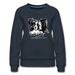 Papillon Mom Dog Lady Women's Premium Slim Fit Sweatshirt - navy
