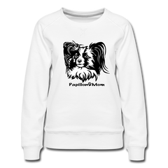 Papillon Mom Dog Lady Women's Premium Slim Fit Sweatshirt - white