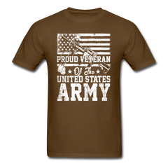 Proud Veteran of the UNITED STATES ARMY tee shirt - brown