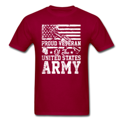 Proud Veteran of the UNITED STATES ARMY tee shirt - dark red