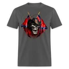 Rebel Cowboy Skull tee shirt - charcoal