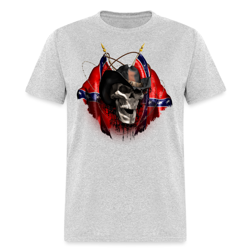 Rebel Cowboy Skull tee shirt - heather gray