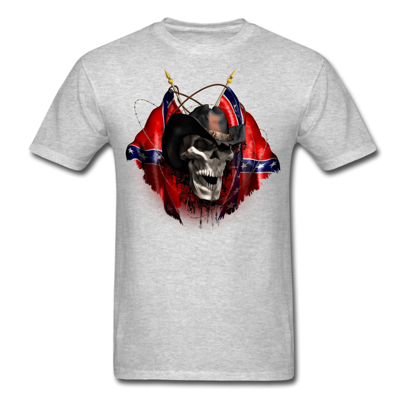 Rebel Cowboy Skull tee shirt - heather gray