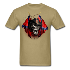 Rebel Cowboy Skull tee shirt - khaki