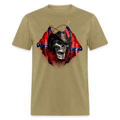 Rebel Cowboy Skull tee shirt - khaki