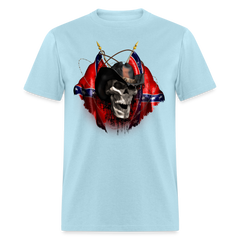 Rebel Cowboy Skull tee shirt - powder blue