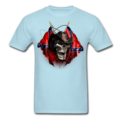Rebel Cowboy Skull tee shirt - powder blue