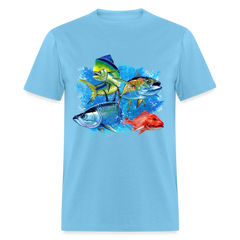 Saltwater Slam Fishing tee shirt - aquatic blue