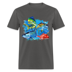 Saltwater Slam Fishing tee shirt - charcoal