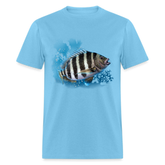 Sheepshead fishing tee shirt - aquatic blue