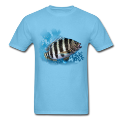 Sheepshead fishing tee shirt - aquatic blue