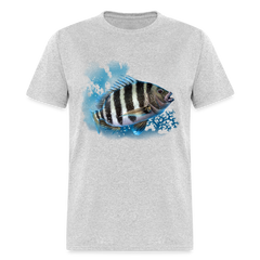 Sheepshead fishing tee shirt - heather gray