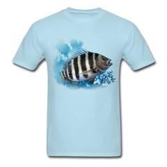 Sheepshead fishing tee shirt - powder blue