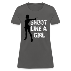 Shoot Like A Girl Handgun tee shirt - charcoal