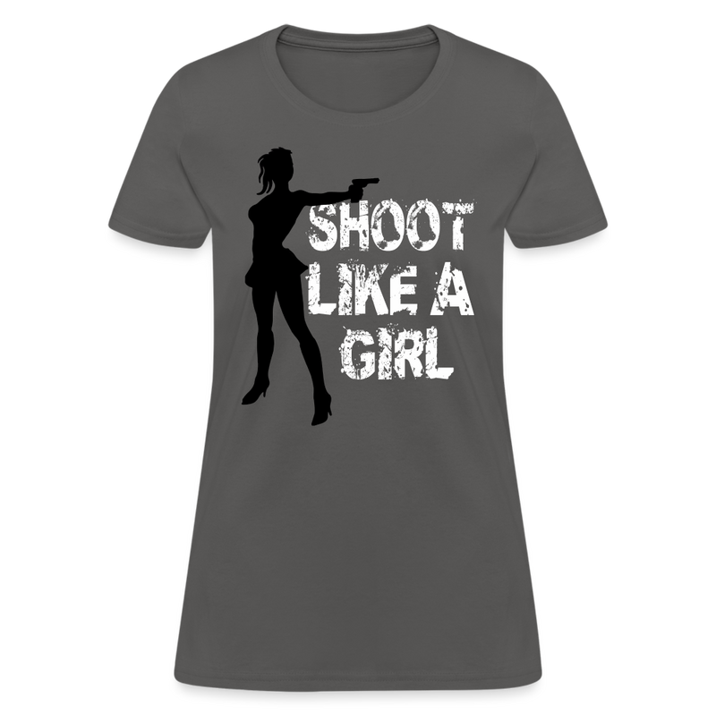 Shoot Like A Girl Handgun tee shirt - charcoal