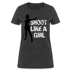 Shoot Like A Girl Handgun tee shirt - heather black
