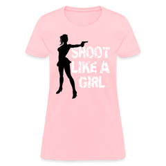 Shoot Like A Girl Handgun tee shirt - pink