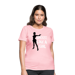 Shoot Like A Girl Handgun tee shirt - pink