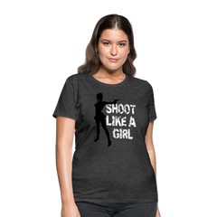 Shoot Like A Girl Handgun tee shirt - heather black