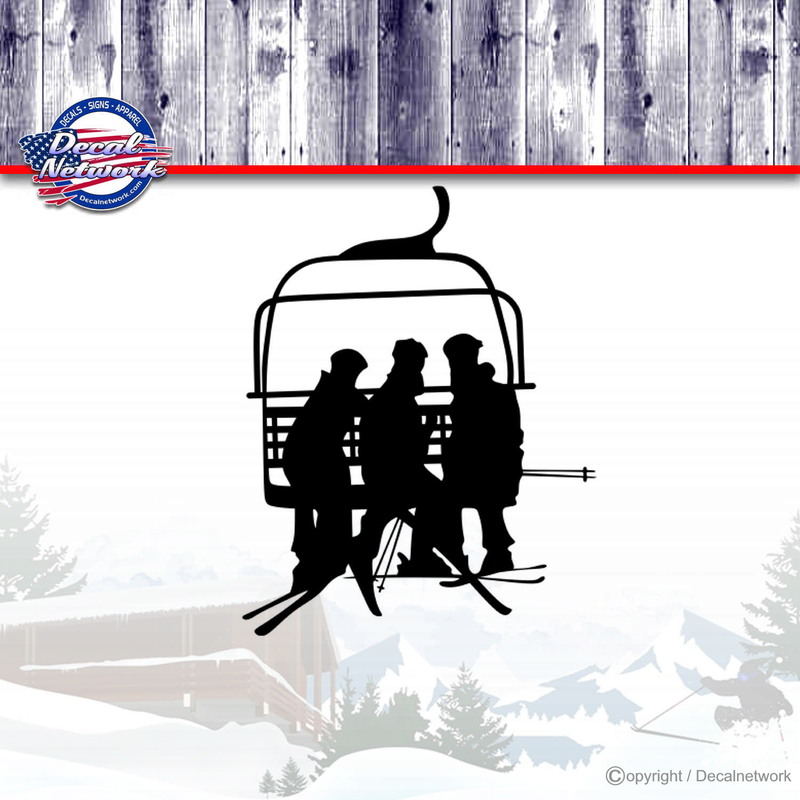Ski chair lift snow skiing vinyl decal car truck suv window sticker