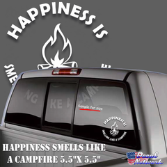 Happiness is Smelling Like a Campfire Circle Design Vinyl Decal window Sticker 6"x 6"