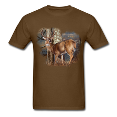 Standing in Woods Whitetail Buck tee shirt - brown