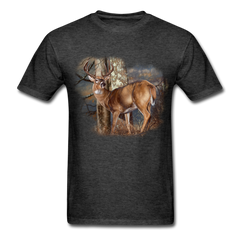 Standing in Woods Whitetail Buck tee shirt - heather black