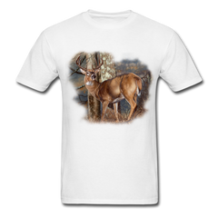 Standing in Woods Whitetail Buck tee shirt - white