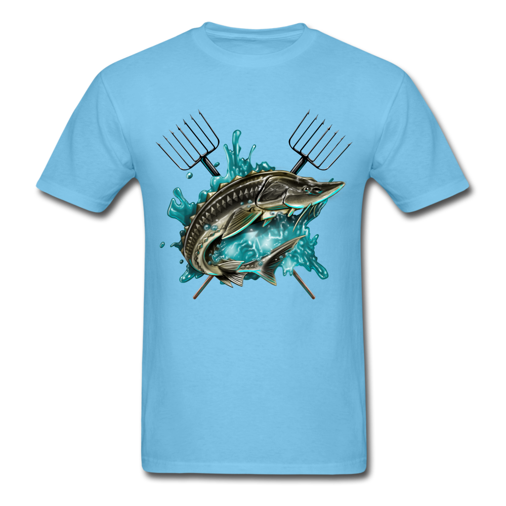 Sturgeon Spear Fishing tee shirt - aquatic blue