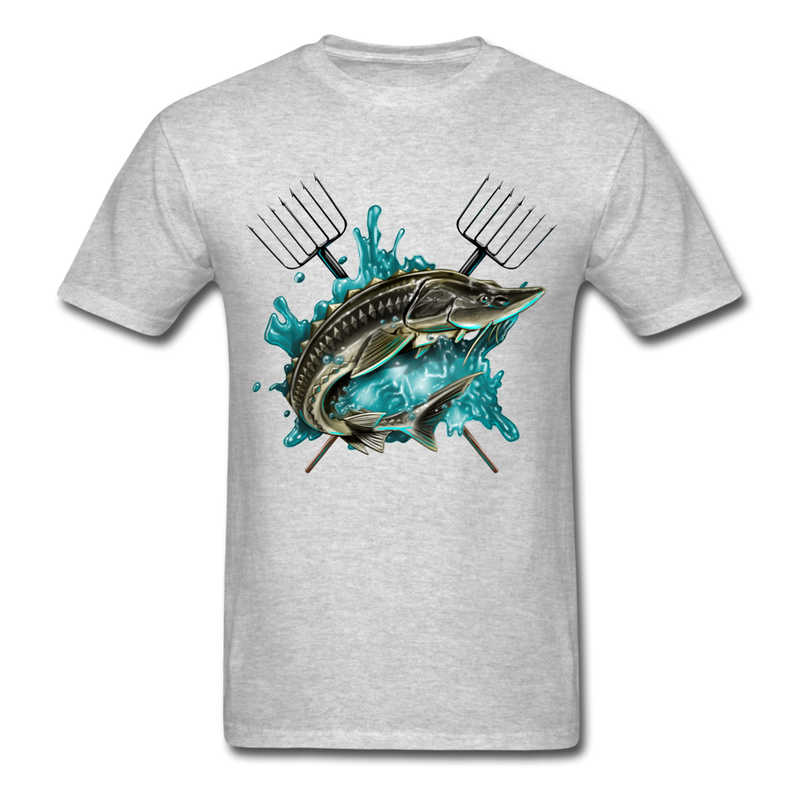 Sturgeon Spear Fishing tee shirt - heather gray