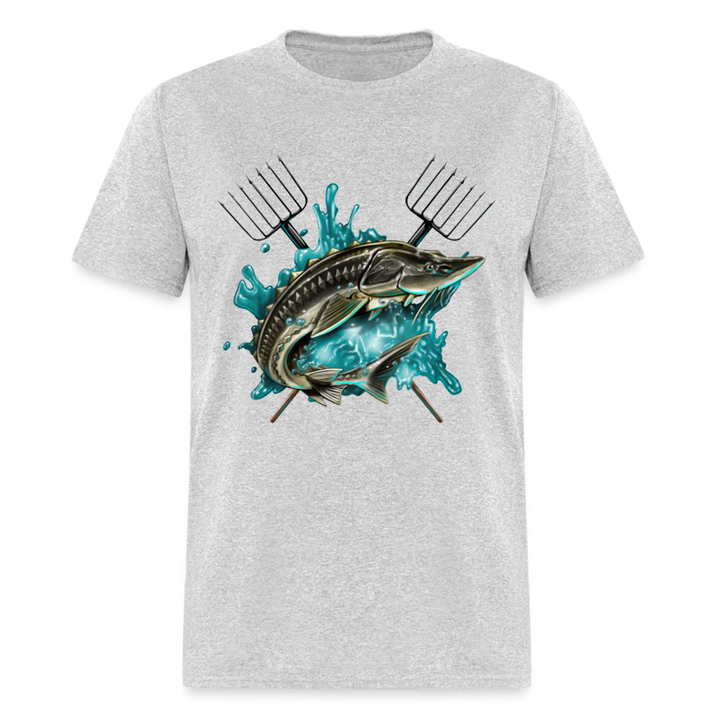 Sturgeon Spear Fishing tee shirt - heather gray