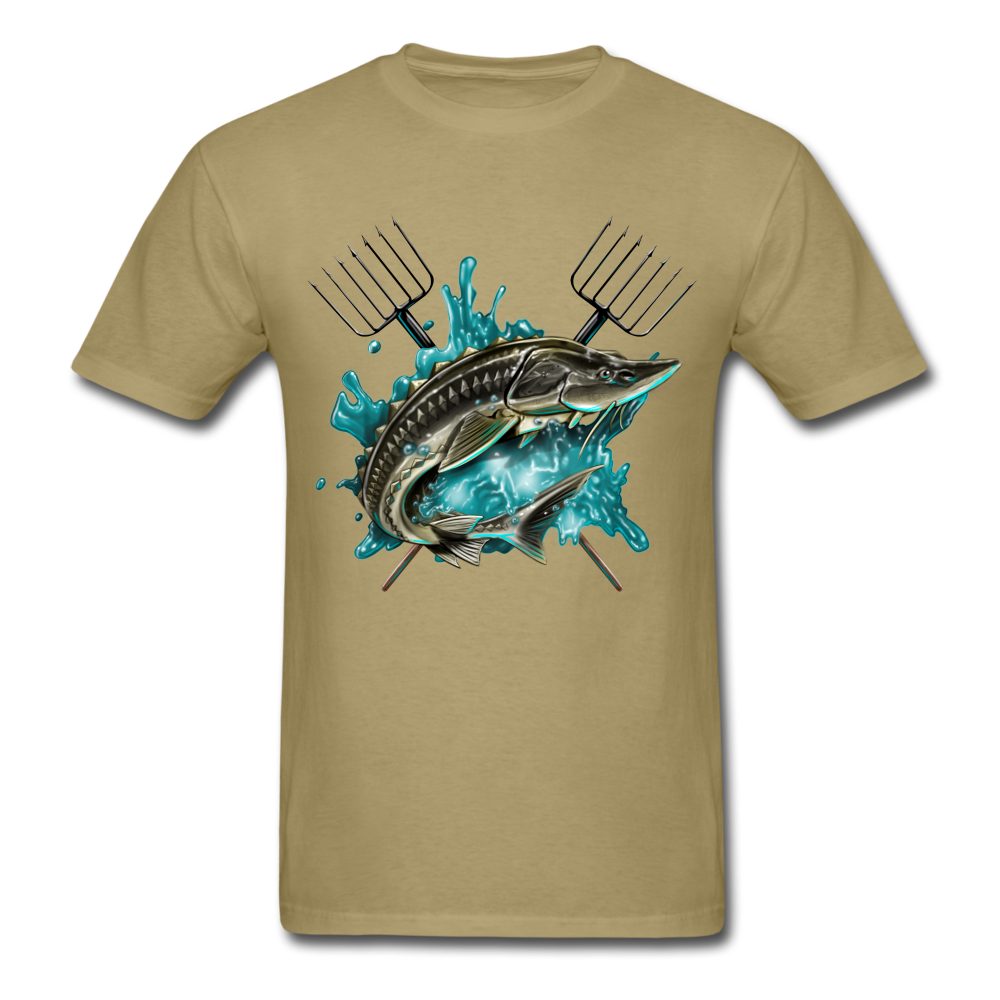Sturgeon Spear Fishing tee shirt - khaki