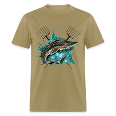 Sturgeon Spear Fishing tee shirt - khaki