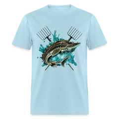 Sturgeon Spear Fishing tee shirt - powder blue