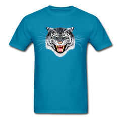 White Tiger Face tee shirt - turquoise