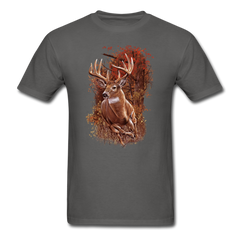 Whitetail Running Buck Wildlife tee shirt - charcoal