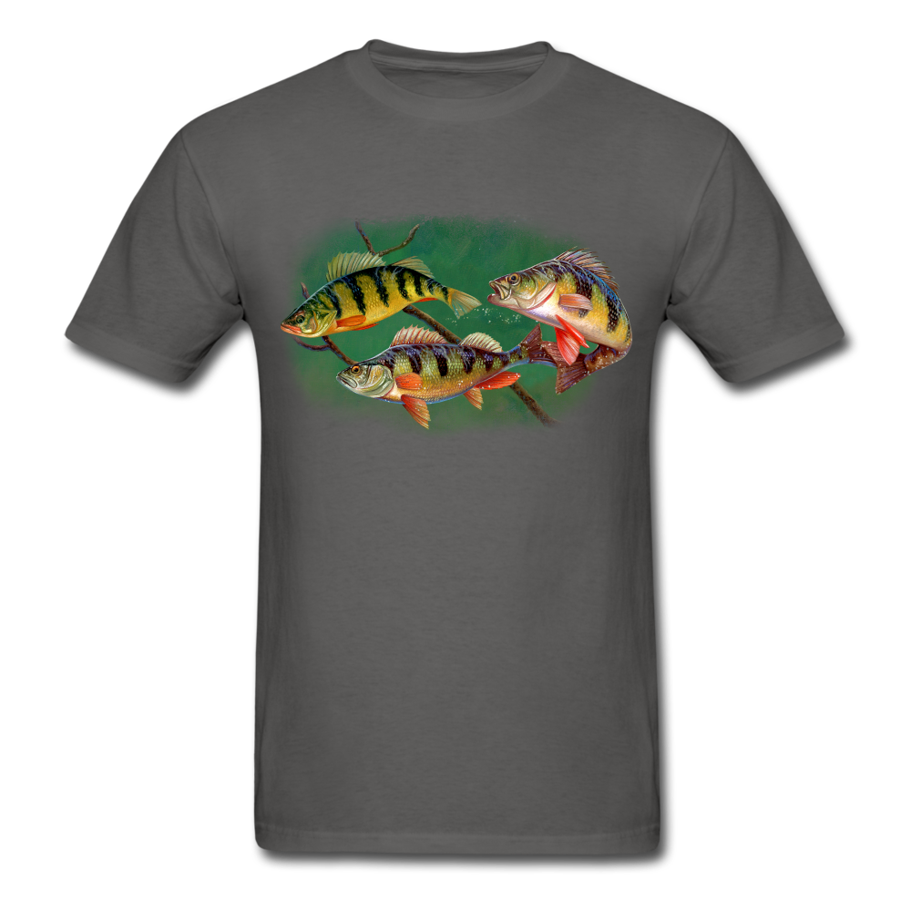 Yellow Perch fish tee shirt - charcoal