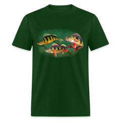 Yellow Perch fish tee shirt - forest green