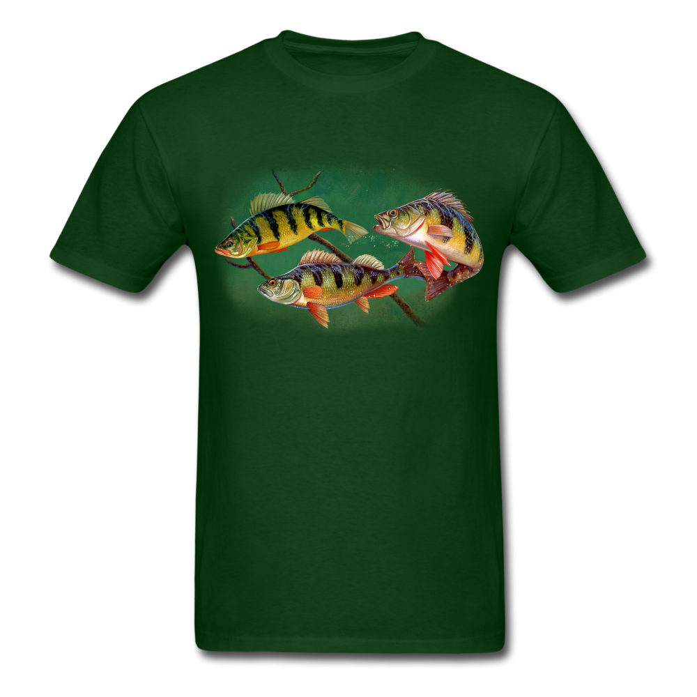 Yellow Perch fish tee shirt - forest green